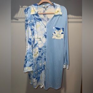 The Pioneer Woman Floral Blue and White Button-Up Nightshirt